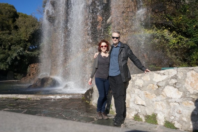 Heather and Måns at the waterfall.