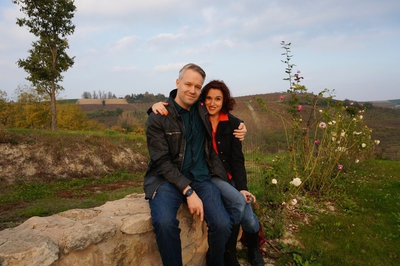 Måns and Heather at the farmhouse.